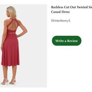 Halara Backless Cut Out Twisted Side Pocket Split Midi Casual Dress